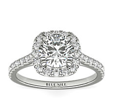 Cushion Halo Diamond Engagement Ring in Platinum (1/3 ct. tw.)
